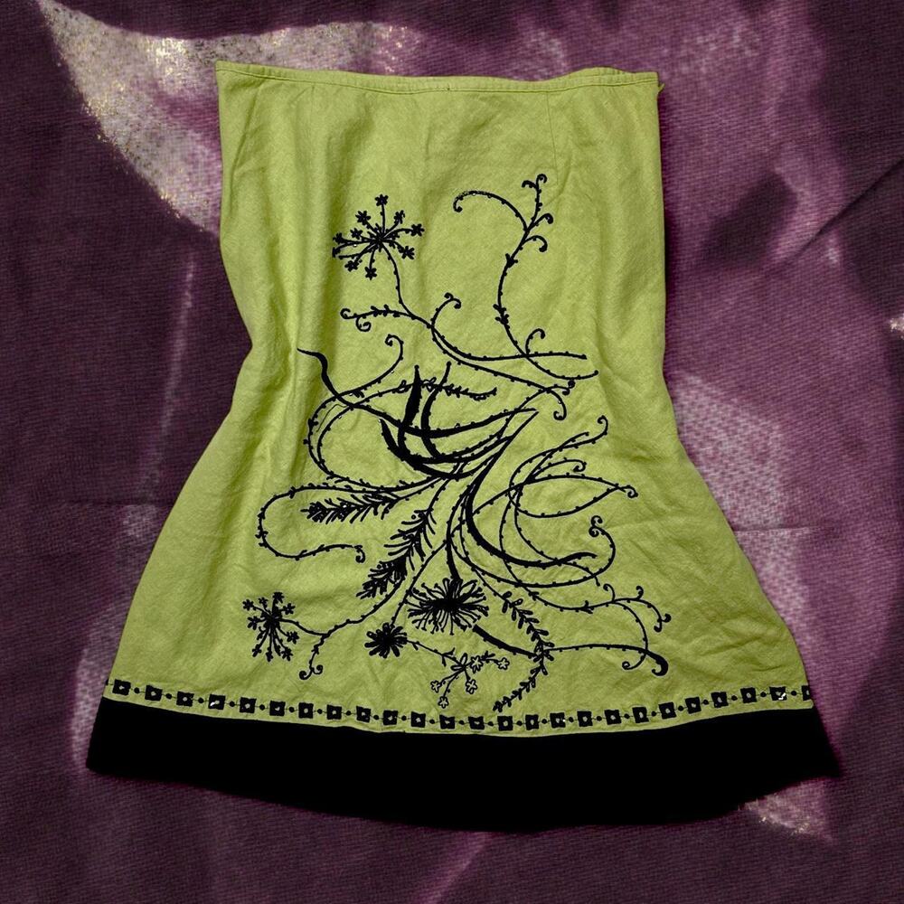 Vintage y2k lime green embroidered